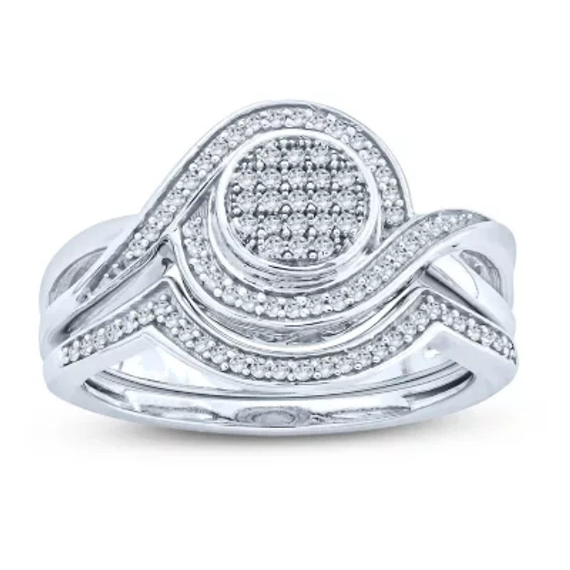 Womens 1/4 CT. T.W. Genuine White Diamond Sterling Silver Bridal Set