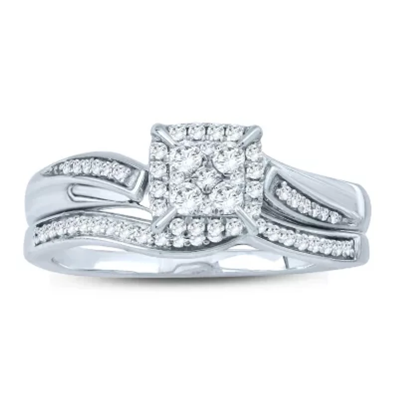 Womens CT. T.W. Genuine White Diamond 10K Gold Bridal Set