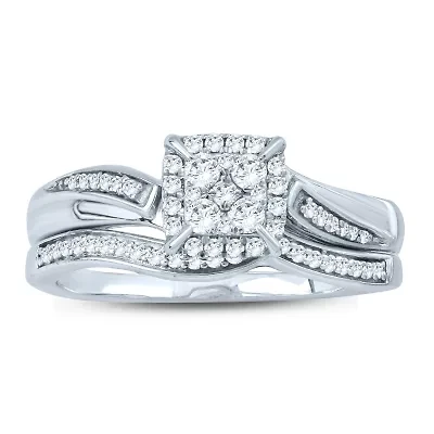 Womens CT. T.W. Genuine White Diamond 10K Gold Bridal Set
