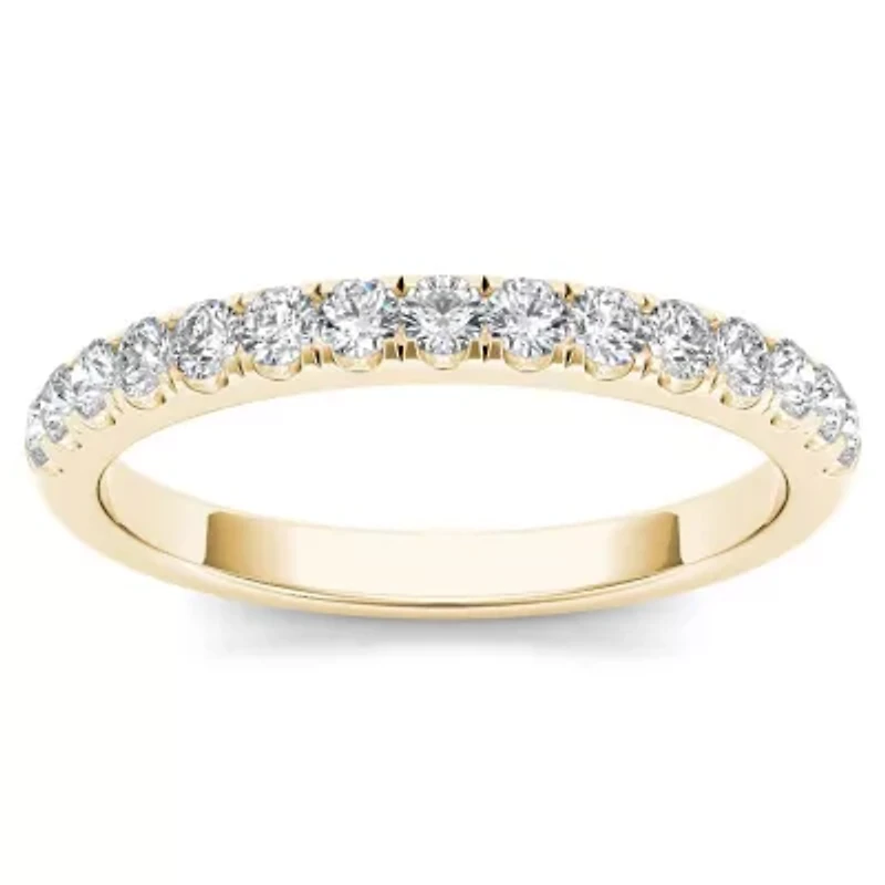 Womens 2MM 1/ CT. T.W. Natural White Diamond 10K Gold Wedding Band