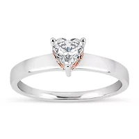 Womens 1 1/10 CT. T.W.  White Zirconia Sterling Silver Heart Solitaire Cocktail Ring