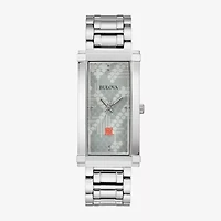 Bulova Frank Lloyd Wright Pattern #106 Womens Silver Tone Stainless Steel Bracelet Watch 96l286
