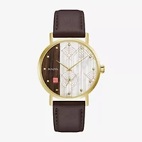 Bulova Frank Lloyd Wright April Shows Mens Brown Leather Watch 97a141