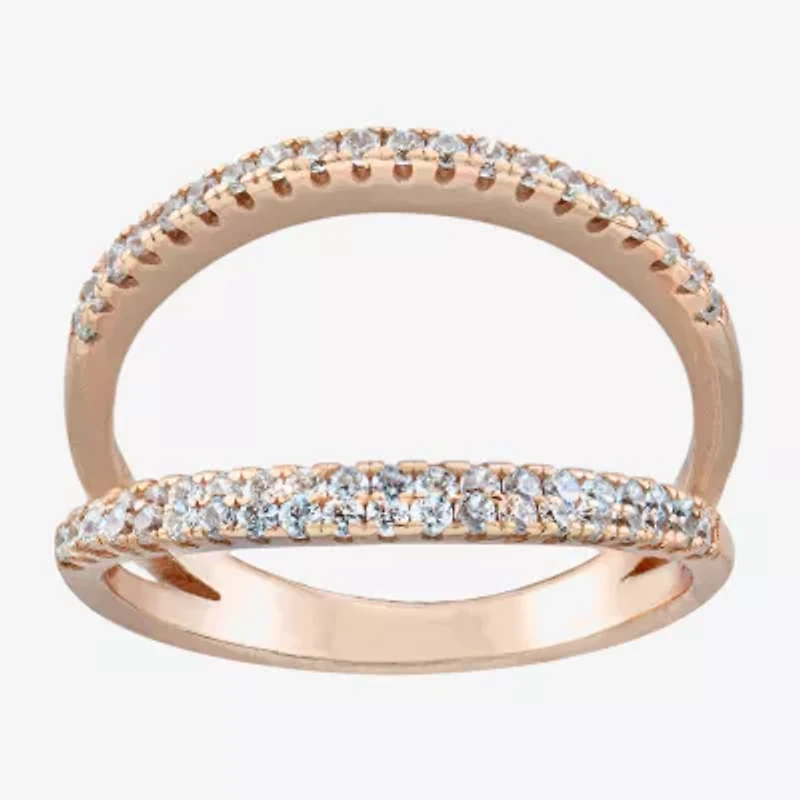 Silver Treasures Womens Cubic Zirconia 14K Rose Gold Over Band