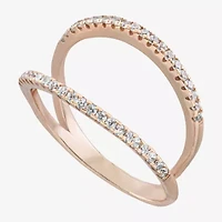 Silver Treasures Womens Cubic Zirconia 14K Rose Gold Over Band