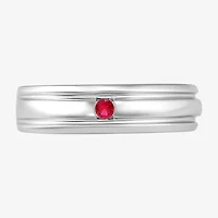 Mens Lab Created Red Ruby Sterling Silver Fashion Ring