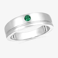Mens Lab Created Green Emerald Sterling Silver Fashion Ring