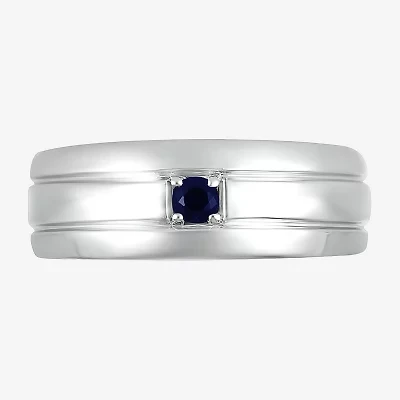 Mens Lab Created Blue Sapphire Sterling Silver Fashion Ring