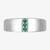 Mens Lab Created Green Emerald Sterling Silver Fashion Ring