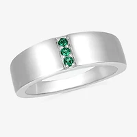 Mens Lab Created Green Emerald Sterling Silver Fashion Ring