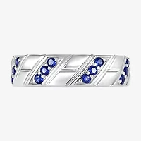 Mens Lab Created Blue Sapphire Sterling Silver Fashion Ring