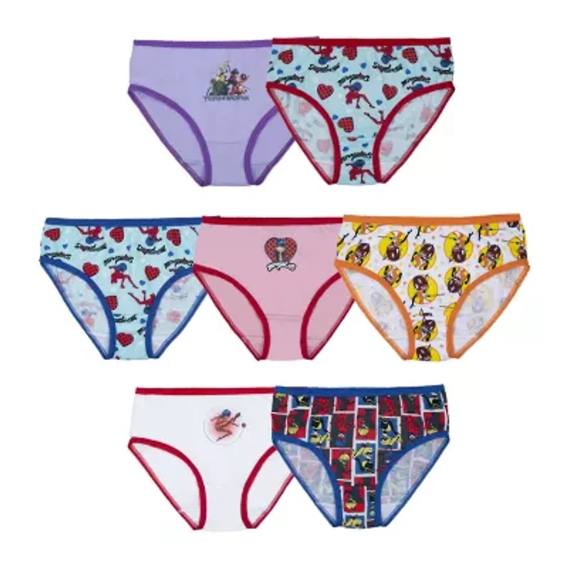 Miraculous Lady Bug Little & Big Kid Girls 7 Pack Brief Panty Gup1466