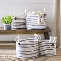 Handcrafted 4 Home Blue Oval Rope Decorative Basket