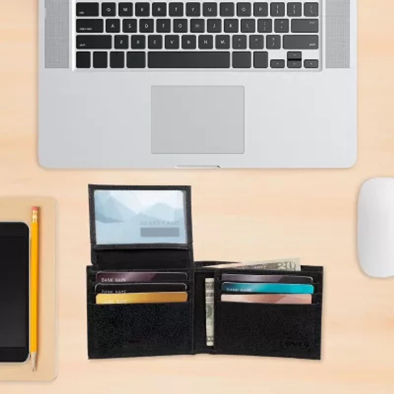 Levi's® Passcase With Embossed Logo Mens Slim Fold Wallet