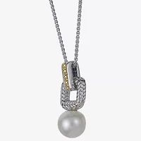 Womens White Cultured Freshwater Pearl 14K Two Tone Gold Over Silver 18 Inch Pendant Necklace