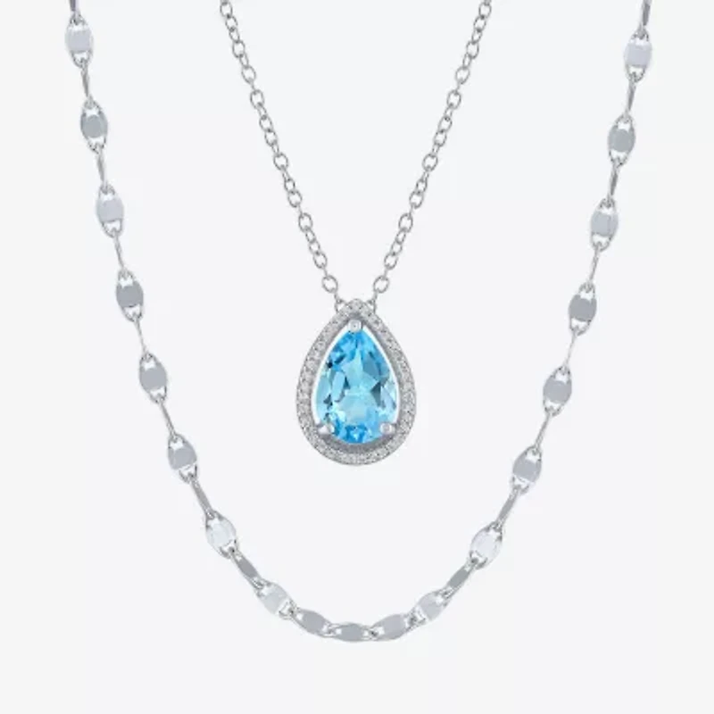2-pc.Birthstone Necklace Set Sterling Silver