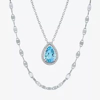 2-pc.Birthstone Necklace Set Sterling Silver