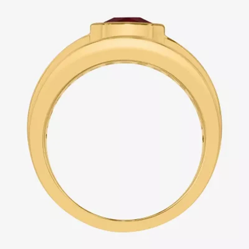 Mens Lab Created Ruby 14K Gold Over Silver Fashion Ring