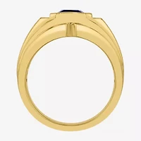 Mens Lab Created Blue Sapphire 14K Gold Over Silver Sterling Fashion Ring