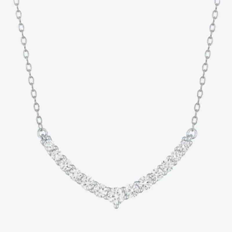 Yes Womens Lab Created White Sapphire Sterling Silver Inch Pendant Necklace
