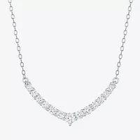 Yes Womens Lab Created White Sapphire Sterling Silver Inch Pendant Necklace