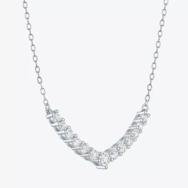 Yes Womens Lab Created White Sapphire Sterling Silver Inch Pendant Necklace