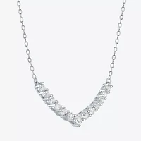 Yes Womens Lab Created White Sapphire Sterling Silver Inch Pendant Necklace