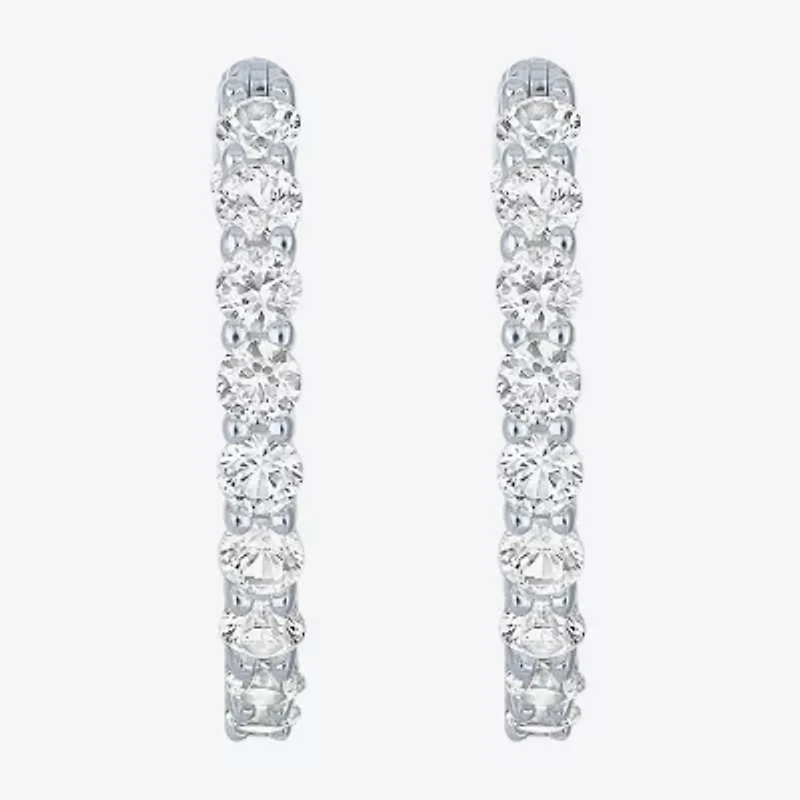 YES PLEASE! Lab Created White Sapphire 20mm Hoop Earrings in Sterling Silver