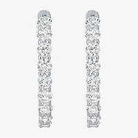 YES PLEASE! Lab Created White Sapphire 20mm Hoop Earrings in Sterling Silver
