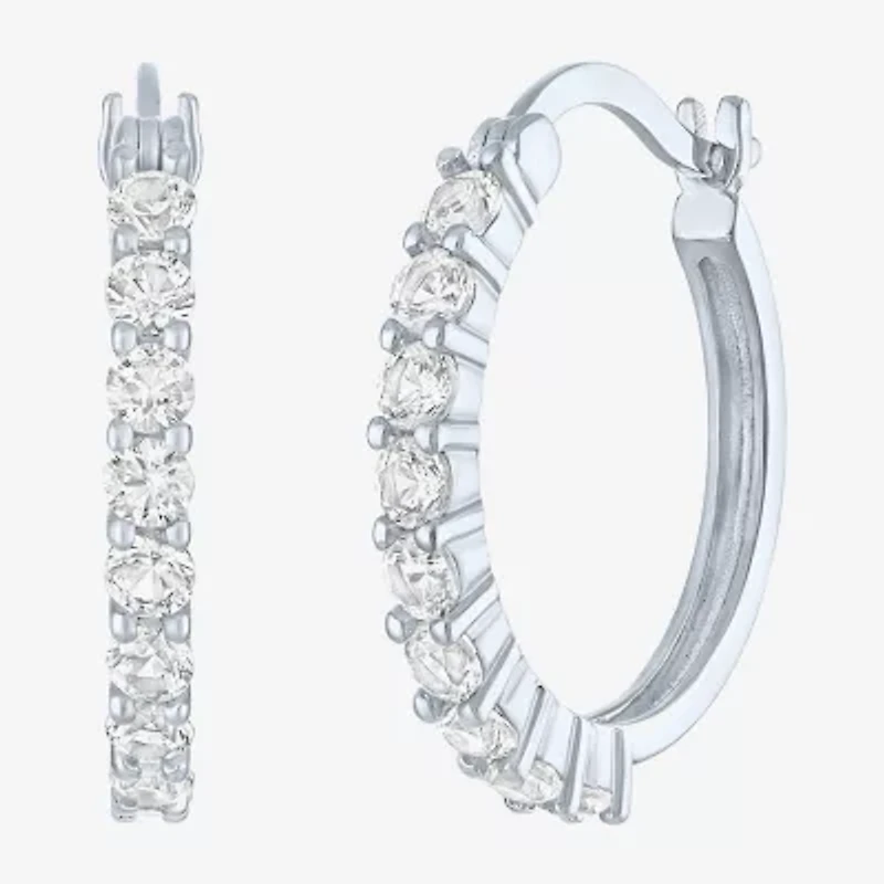 YES PLEASE! Lab Created White Sapphire 20mm Hoop Earrings in Sterling Silver