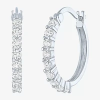 YES PLEASE! Lab Created White Sapphire 20mm Hoop Earrings in Sterling Silver