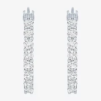 Yes, Please! Womens Lab Created White Sapphire Sterling Silver 22mm Hoop Earrings