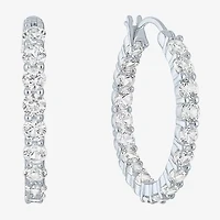 Yes, Please! Womens Lab Created White Sapphire Sterling Silver 22mm Hoop Earrings
