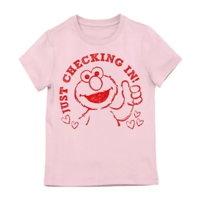 Elmo Little Girls Crew Neck Short Sleeve Regular Fit Graphic T-Shirt