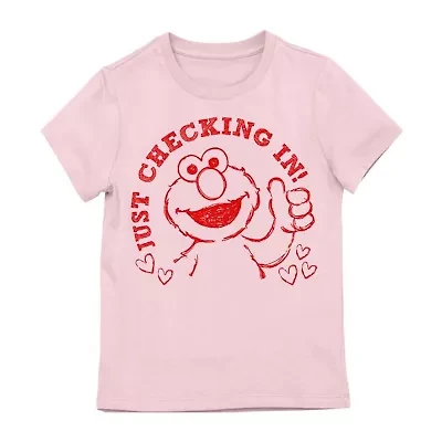 Elmo Little Girls Crew Neck Short Sleeve Regular Fit Graphic T-Shirt