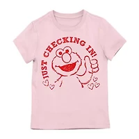 Elmo Little Girls Crew Neck Short Sleeve Regular Fit Graphic T-Shirt