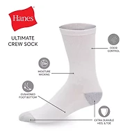 Hanes Ultimate Mens 12 Pair Big and Tall Crew Socks