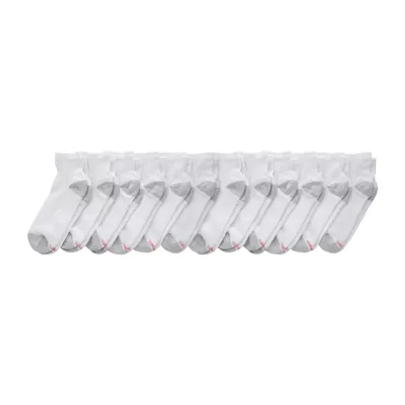 Hanes Ultimate Mens Multi-Pack 12 Pair Big and Tall Quarter Ankle Socks