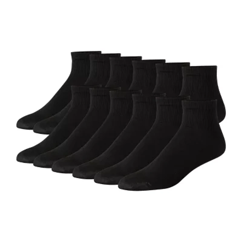 Hanes Ultimate Mens Multi-Pack 12 Pair Big and Tall Quarter Ankle Socks