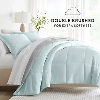 Casual Comfort Reversible Microfiber 7-pc. Down Alternative Complete Bedding Set with Sheets
