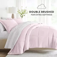 Casual Comfort Reversible Microfiber Down Alternative Complete Bedding Set with Sheets