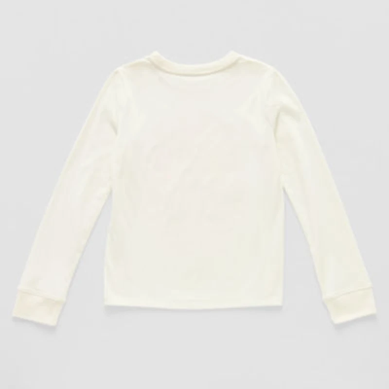 Thereabouts Holiday Little & Big Kid Girls Round Neck Long Sleeve Regular Fit Graphic T-Shirt