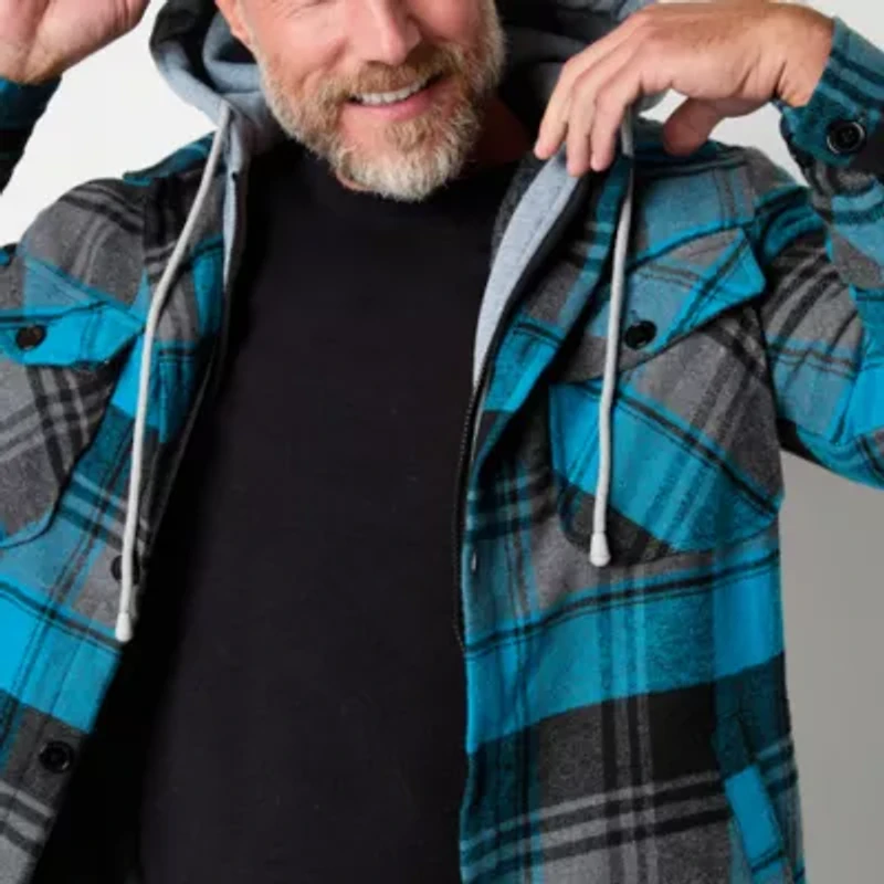 Victory Flannel Mens Hooded Midweight Shirt Jacket