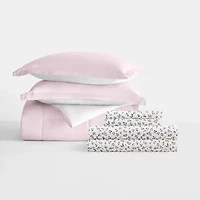 Casual Comfort Reversible Microfiber Down Alternative Complete Bedding Set with Sheets