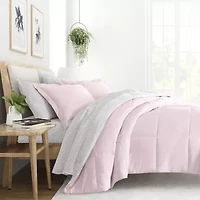 Casual Comfort Reversible Microfiber Down Alternative Complete Bedding Set with Sheets