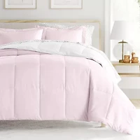 Casual Comfort Reversible Microfiber Down Alternative Complete Bedding Set with Sheets