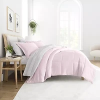 Casual Comfort Reversible Microfiber Down Alternative Complete Bedding Set with Sheets