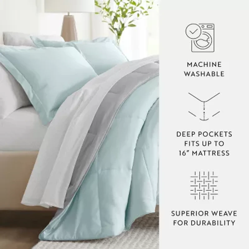 Casual Comfort Reversible Microfiber 7-pc. Down Alternative Complete Bedding Set with Sheets