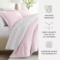 Casual Comfort Reversible Microfiber Down Alternative Complete Bedding Set with Sheets