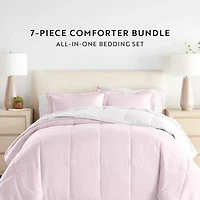Casual Comfort Reversible Microfiber Down Alternative Complete Bedding Set with Sheets